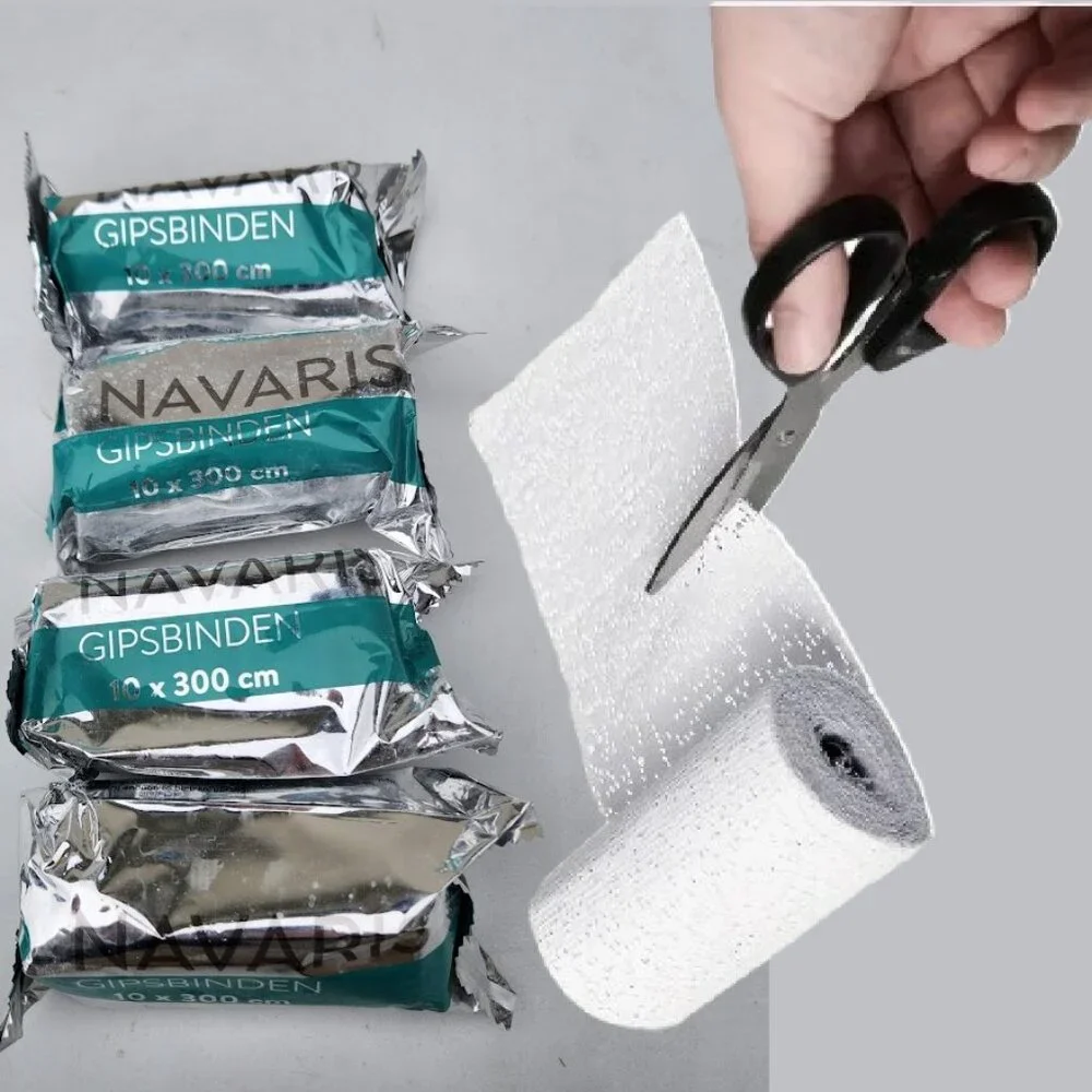 4X Navaris Plaster of Paris Cloth Rolls Gauze Bandages Body Casts 10x300 cm 4 Pa